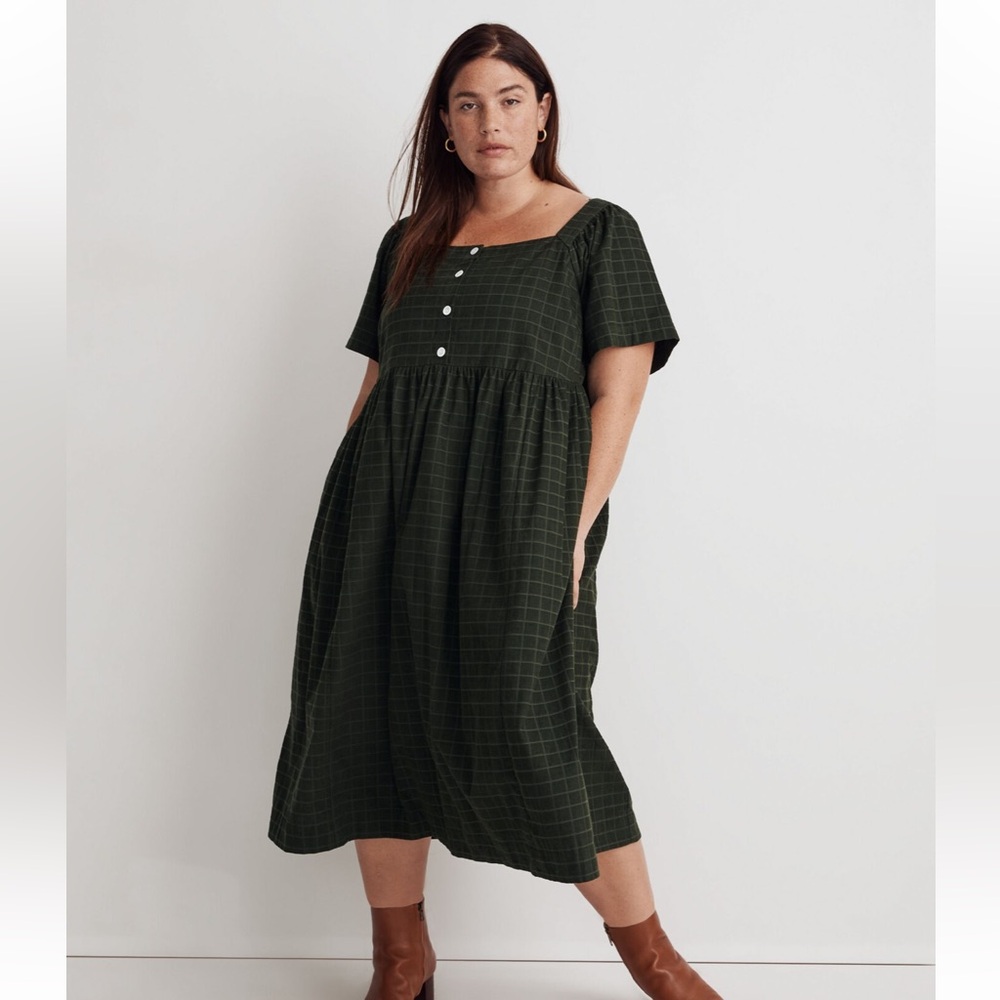 Madewell dress plaid green dress